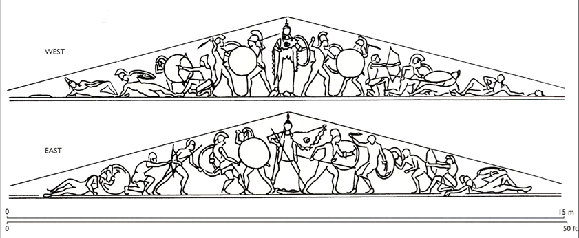 When were the WEST ‘pediments of the temple of Aphaia at Aegina’ constructed?