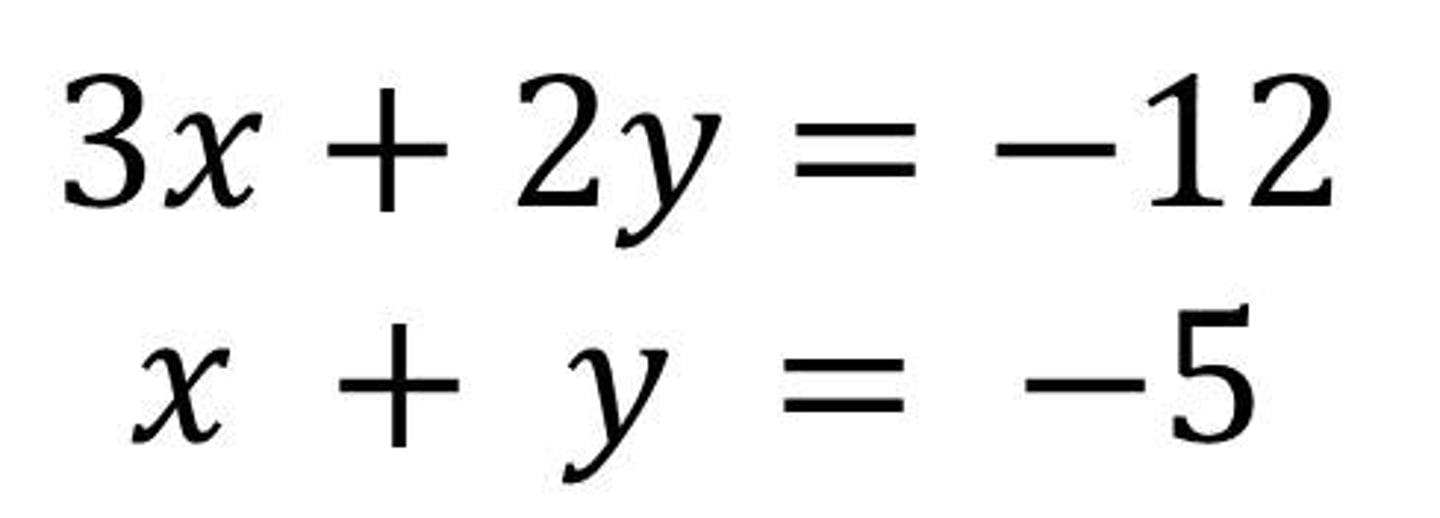 <p>Two or more linear equations to be solved at the same time (with the same variables)</p>