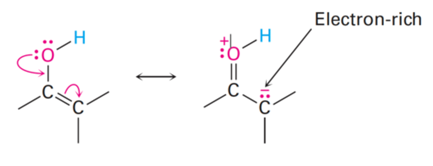 <p>The resonance form of a carbonyl that has a carbon-carbon double bond (ene) and an alcohol (-ol)</p>
