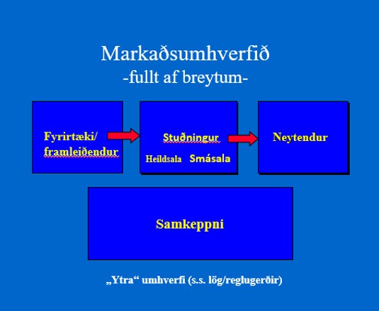 Velgengni fyrirtækja er að miklu leyti háð því hve vel eða illa starfsemin er í takti við það umhverfi sem fyrirtækið starfar í.
Gerum skýran greinarmun á fjær (macro) og nær (micro) umhverfi annars vegar og svo innra (internal) og ytra (external) umhverfi hins vegar!
Í innra umhverfi má greina styrk og veikleika. 
Styrkur er eitthvað sem við gerum betur en samkeppnisaðilinn og hann getur ekki tekið upp með stuttum fyrirvara.
Veikleiki er eitthvað sem samkeppnisaðilinn gerir betur en við og við getum ekki tekið upp með stuttum fyrirvara. 