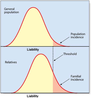 <p>with multifactorial causation, if there is a sex difference and the less affected sex is affected, what is the effect on recurrence risk </p>