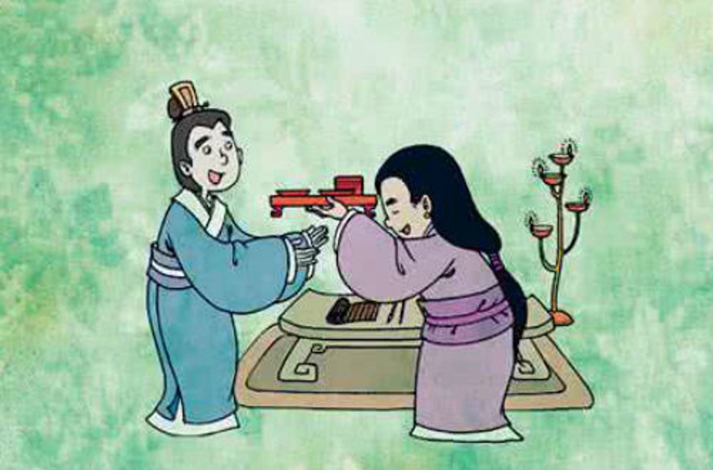 <p>(xiāngjìngrúbīn) (of husband and wife) to respect each other like guests, tương kính như tân</p>