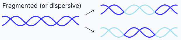 <p>DNA strands are mixtures of old and new DNA.</p>