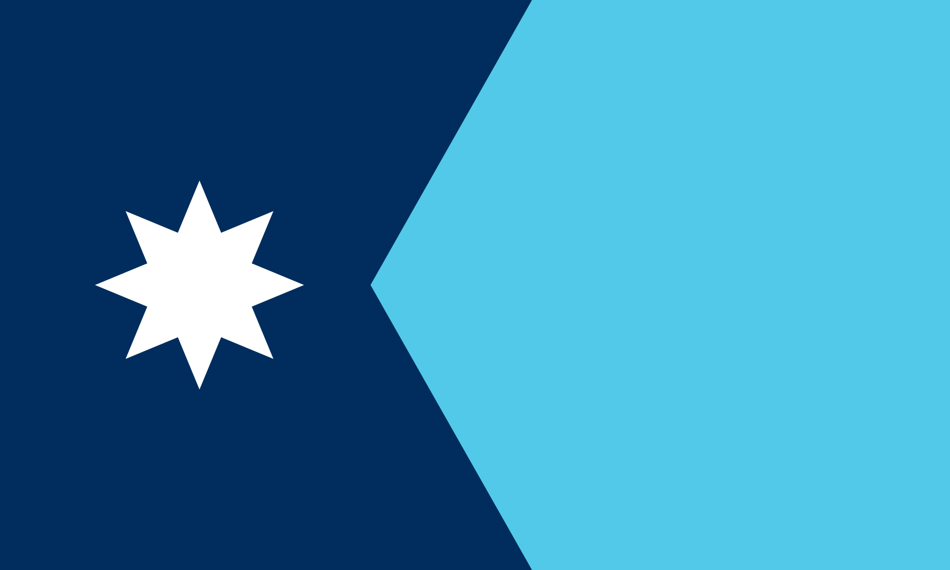 <p>Dark blue swallowtail with light blue on the right. 8 pointed star on the left.</p>