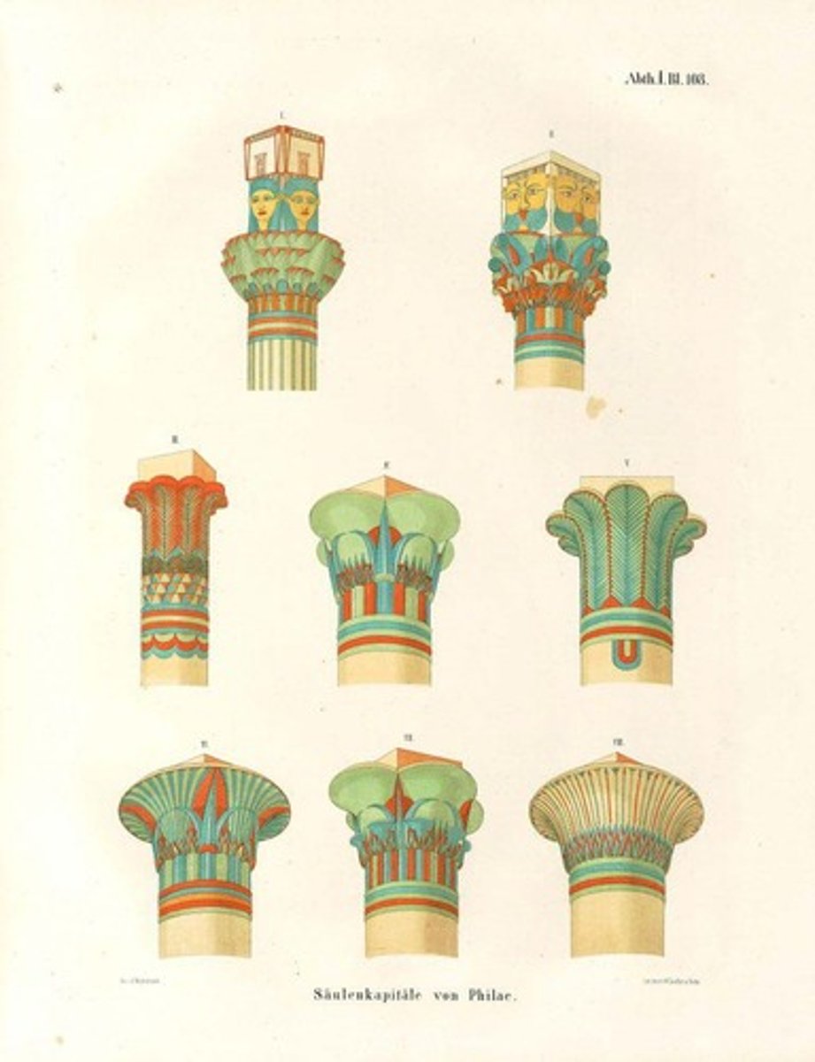 <p>Column tops designed to resemble papyrus plants.</p>