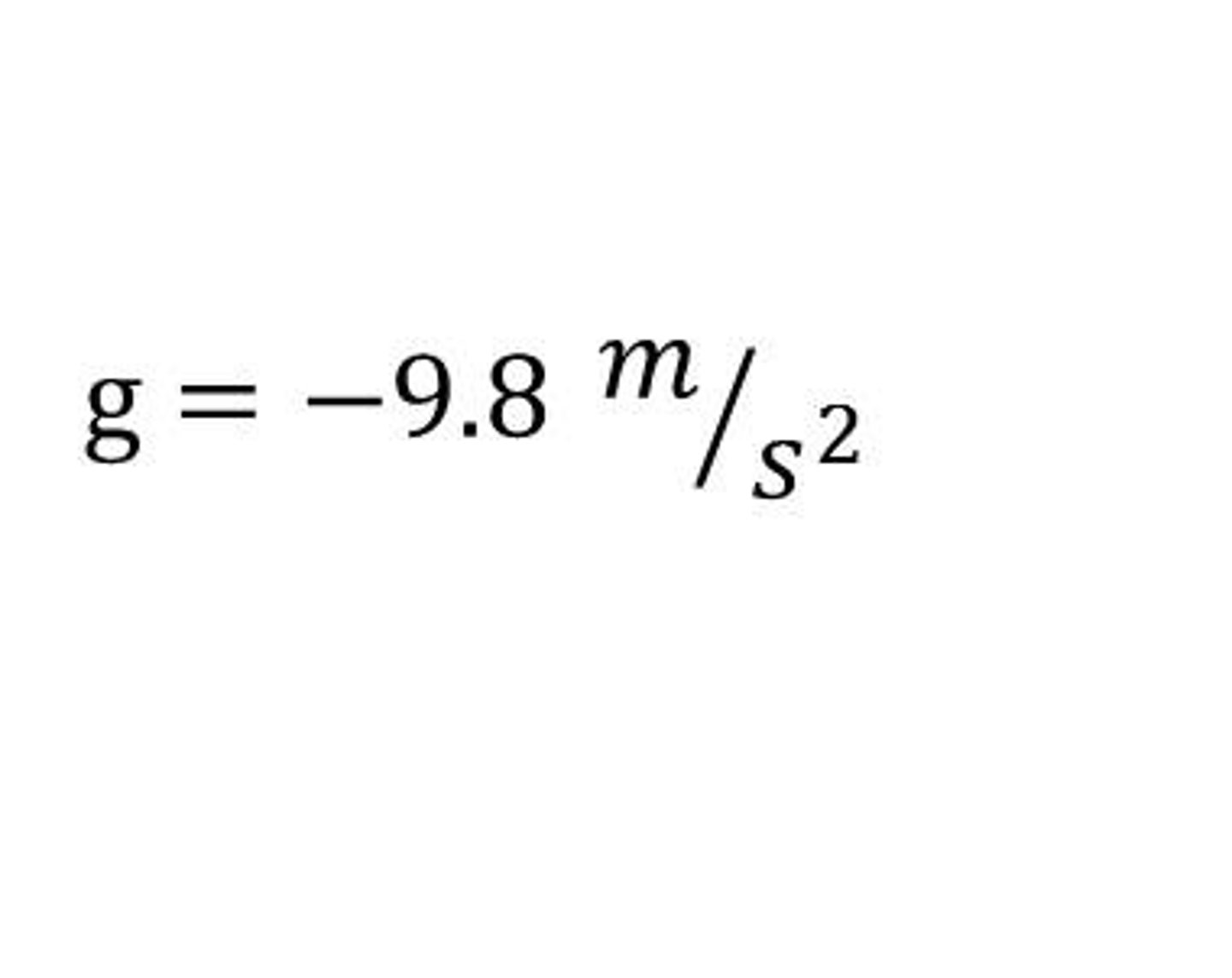 <p>is the acceleration of free falling objects</p><p>G= 10ms-2 and always acts in a downwards vertical direction</p><p>-the amount of acceleration depends on the size of the mass and the size of the force</p>