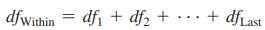 <p>degrees of freedom used in the within-groups estimate of the population variance in an analysis of variance, denominator of the F ratio; number of scores free to vary (number of scores in each group minus 1, summed over all the groups) in figuring the within-groups population variance estimate.</p>