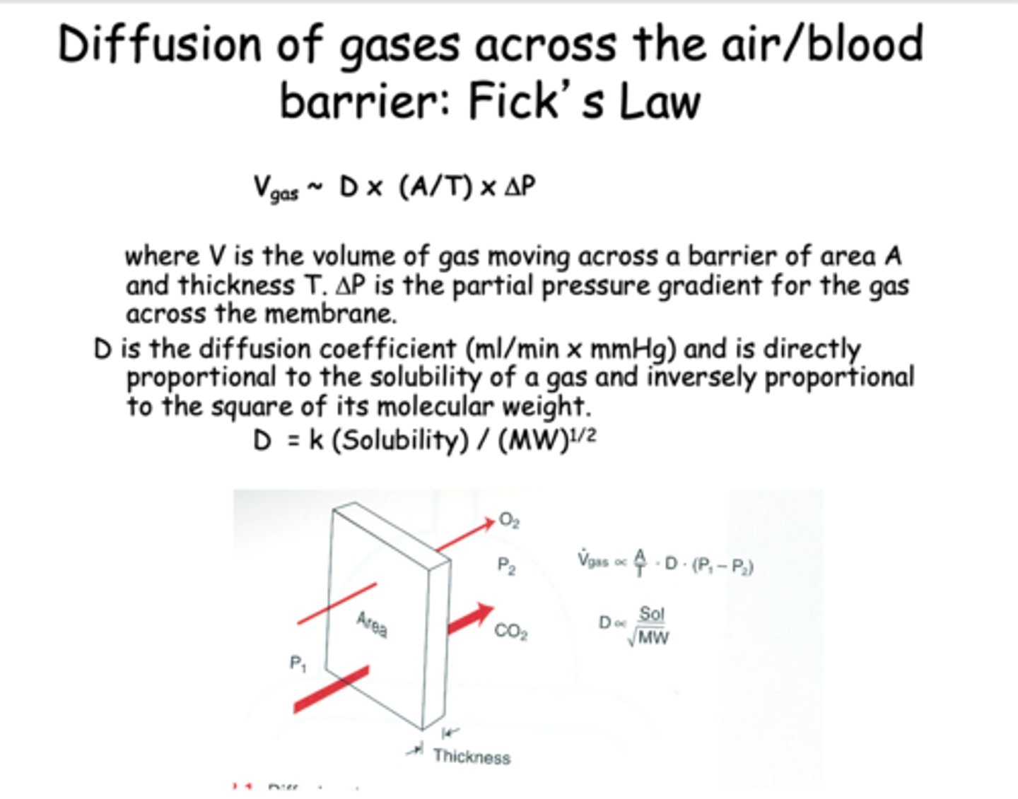 <p>- Area</p><p>- Thickness</p><p>- Pressure gradient</p><p>- Diffusion coefficient</p>