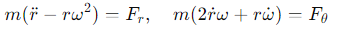 <p>F<sub>r</sub>​ and F<sub>θ</sub> are the radial and tangential components of the force.</p>