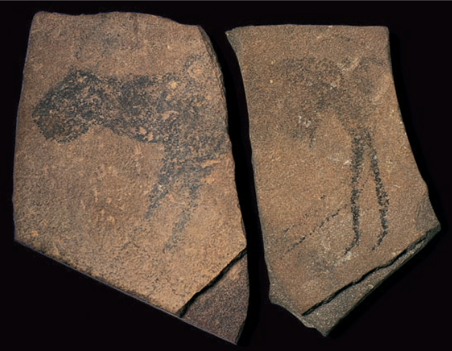 <ul><li><p>Paleolithic</p></li><li><p>Animal in profile to show the shape of said animals</p></li></ul><p></p>