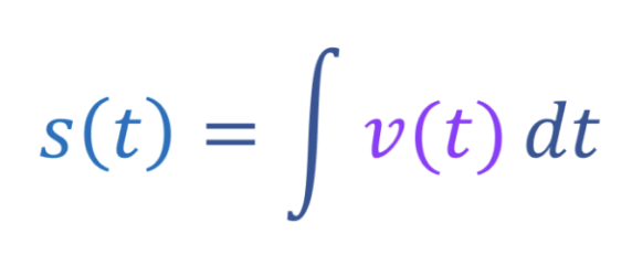 <p>Displacement = \int_a^b v(t) \, dt</p>