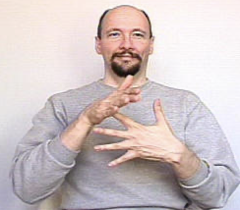 <p><span>Dominant flat hand (or dominant index finger) taps the <strong>index finger</strong> of your stationary non-dominant "5"-hand <strong>twice</strong></span></p>