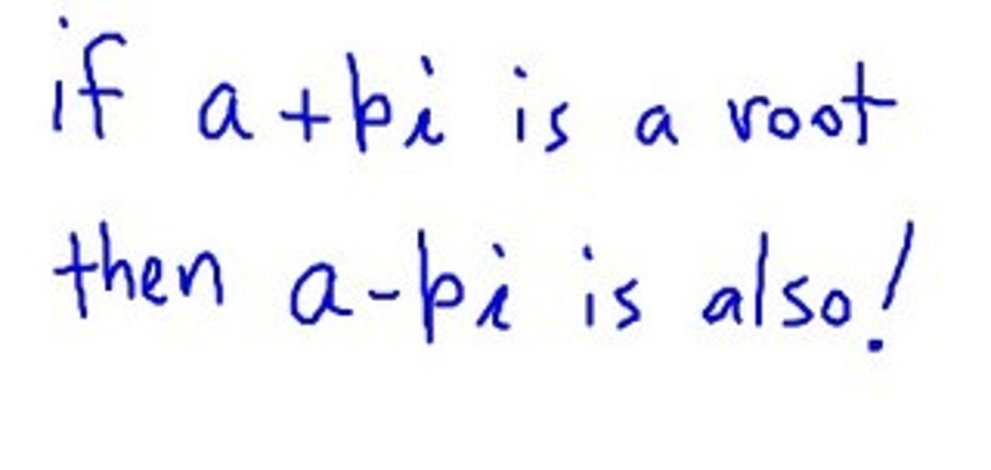 <p>IRRATIONAL and IMAGINARY solutions will ALWAYS occur in pairs called CONJUGATES</p>