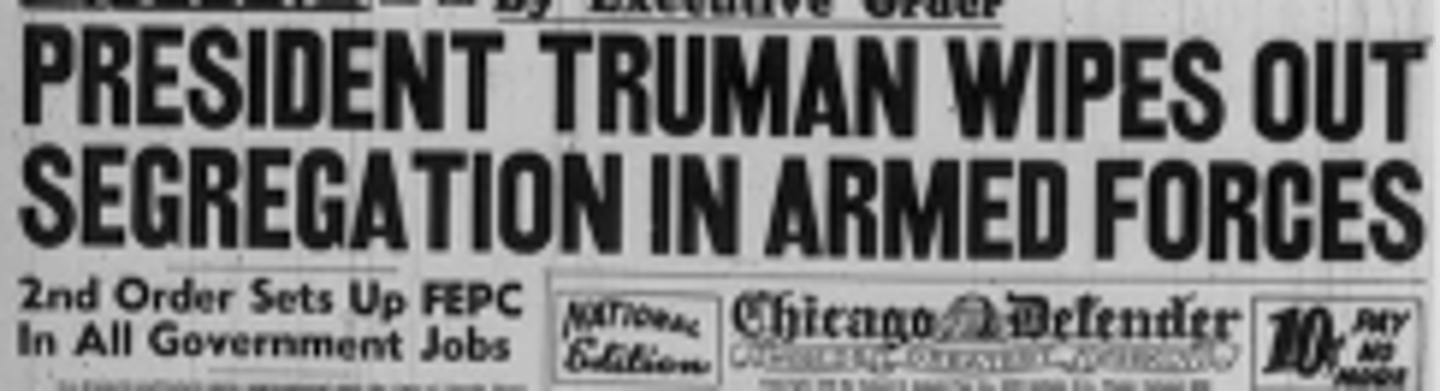 <p>WWII measure that assured fair hiring practices in any job funded by the government; desegregation of national defense industries</p>