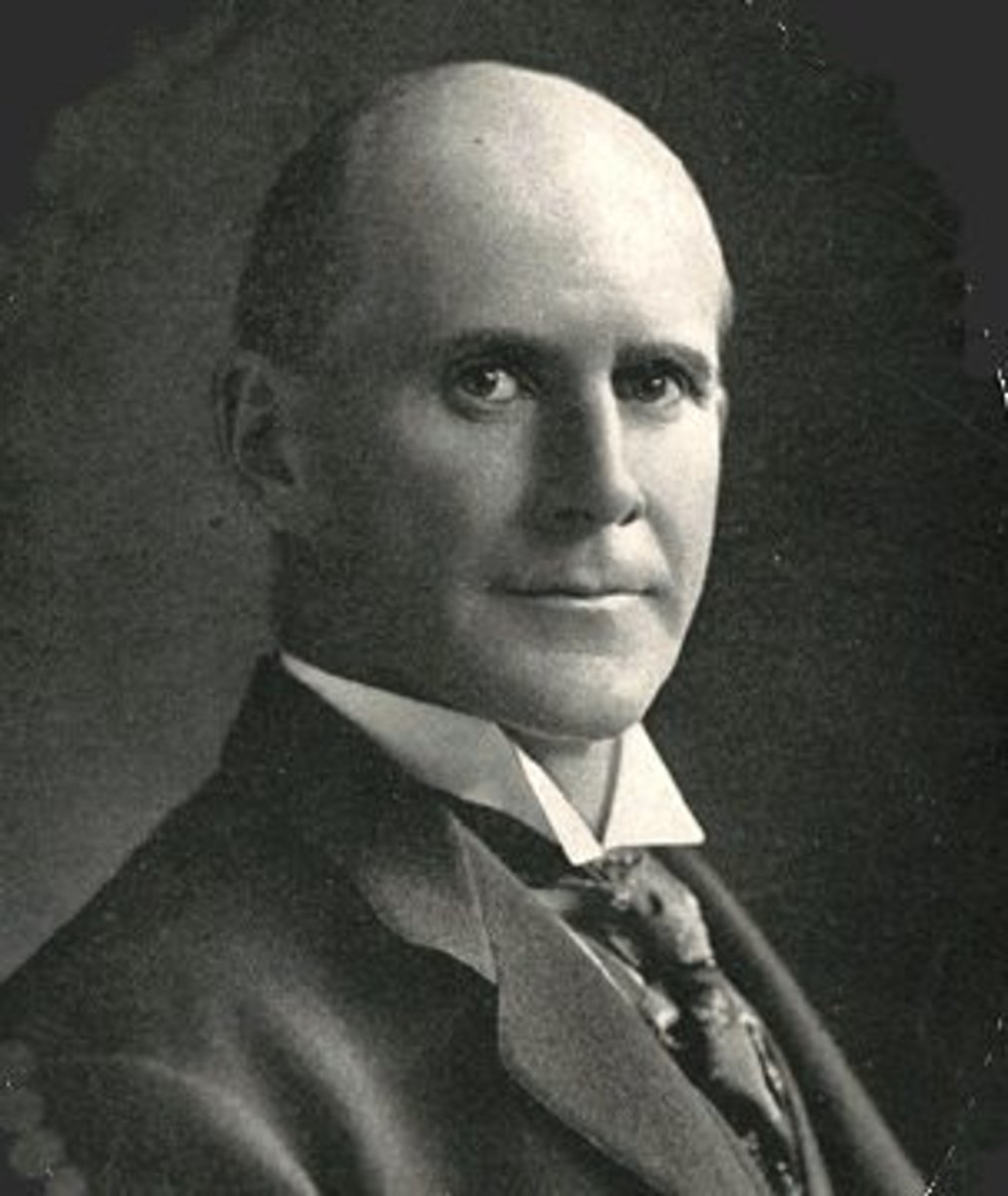 <p>Head of the American Railway Union and director of the Pullman strike; he was imprisoned along with his associates for ignoring a federal court injunction to stop striking. While in prison, he read Socialist literature and emerged as a Socialist leader in America.</p>