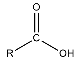 <p>Carboxylic acids contain the functional group R-COOH where R represents an alkyl group, <strong>uses the suffix “anoic acid”</strong></p>