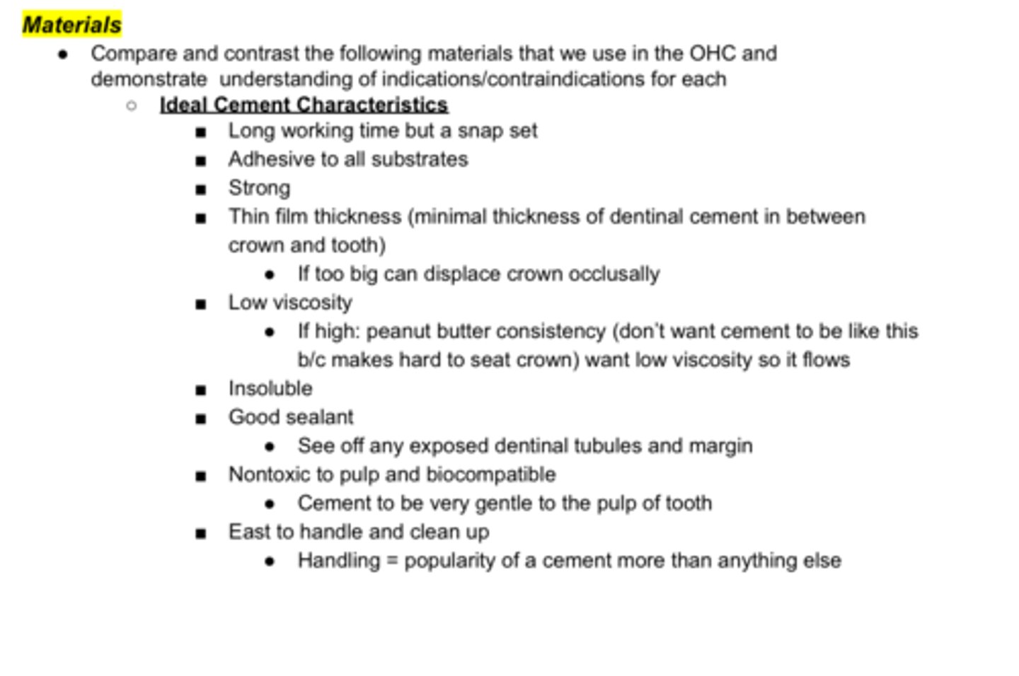 <p>Starting at MATERIALS on slide 37 of Kelsey's &amp; slide 120 of Julia's</p>
