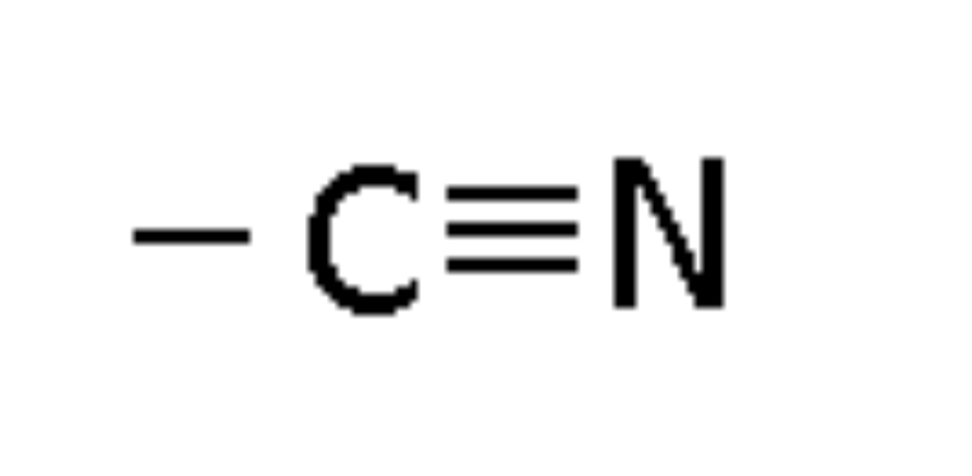<p>Compound with -CN group, ending in -nitrile (e.g., Ethanenitrile)</p>
