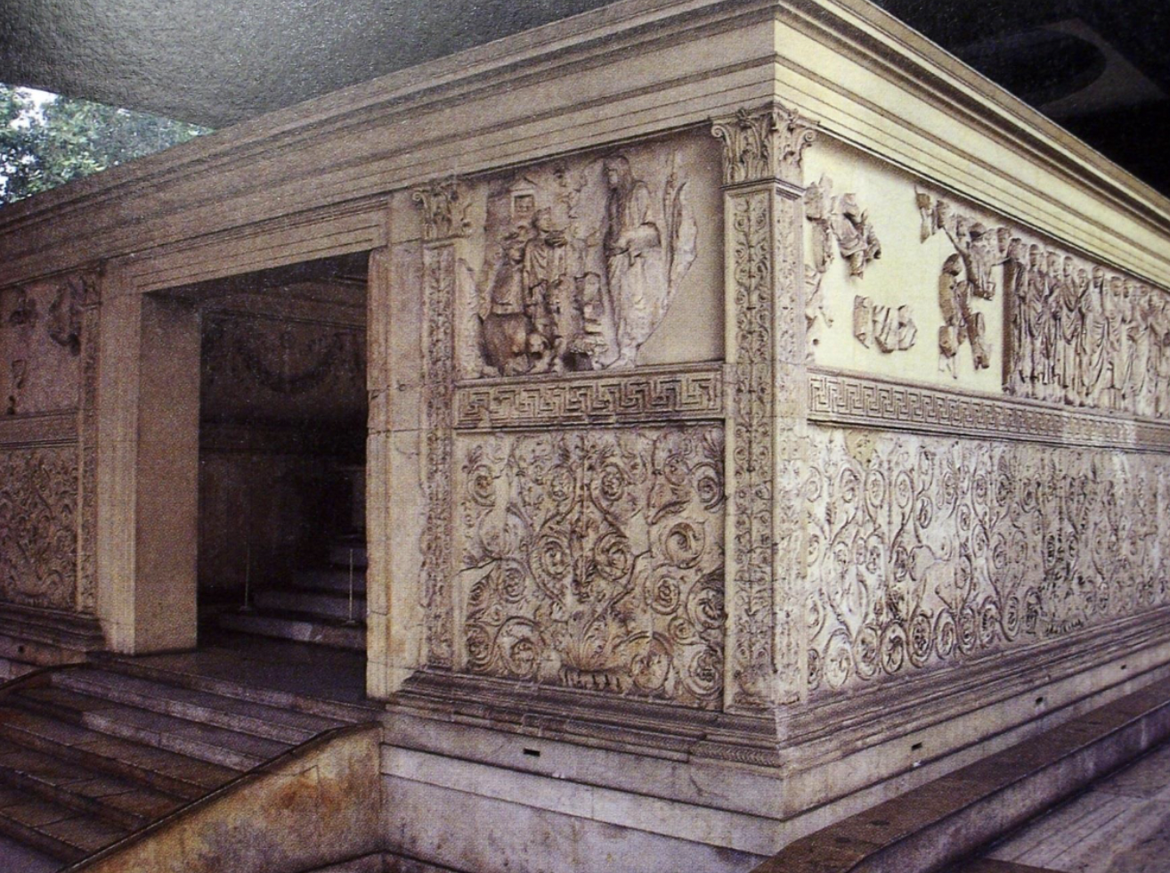 <p>t’s <strong>a celebration of Augustus’ achievements and the peace he brought</strong>, decorated with rich imagery that combines politics, religion, and art</p><p><strong>Symbolism</strong>: The imagery communicates <strong>peace, prosperity, and the emperor’s connection to the gods</strong>.</p>