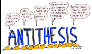 An antithesis is a figure of speech that states strongly contrasting ideas placed in juxtaposition.