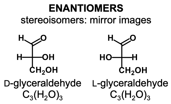<p>Two compounds are enantiomers if they have the same name but differ in D versus L identification.</p>
