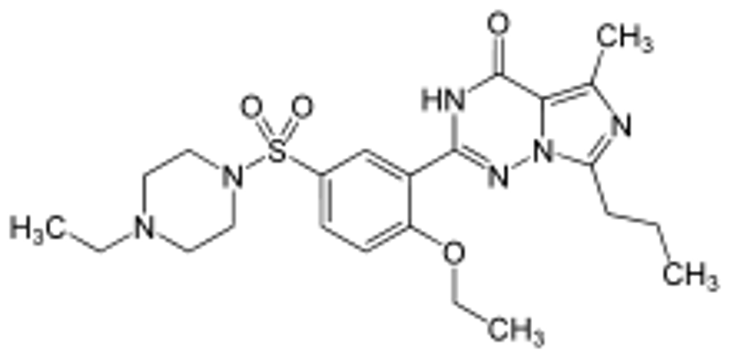 <p><strong>Brand: </strong>Levitra</p><p><strong>Class: </strong>PDE-5 Inhibitor</p><p><strong>MOA: </strong>Inhibits Phosphodiesterase type 5. Enhances the effect of NO, which is responsible for degradation of cGMP in the corpus cavernosum</p>