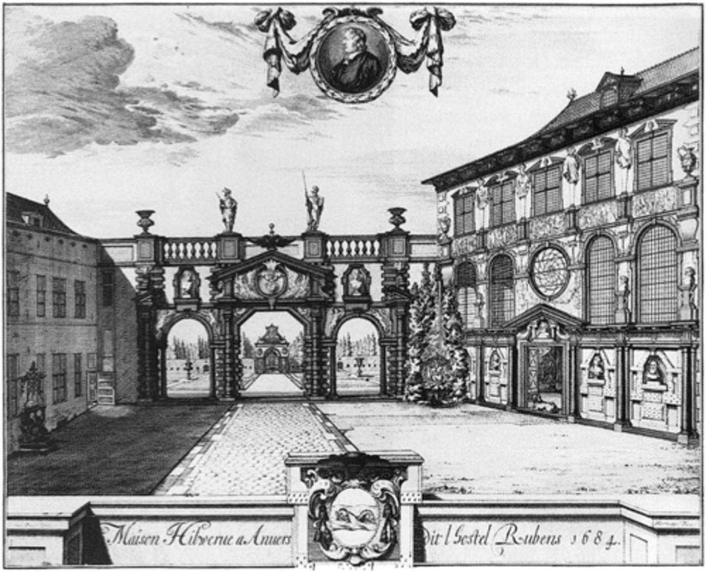 <p>was designed by the artist Peter Paul Rubens for himself. Its courtyard is one of the most florid architectural creations of the period</p>