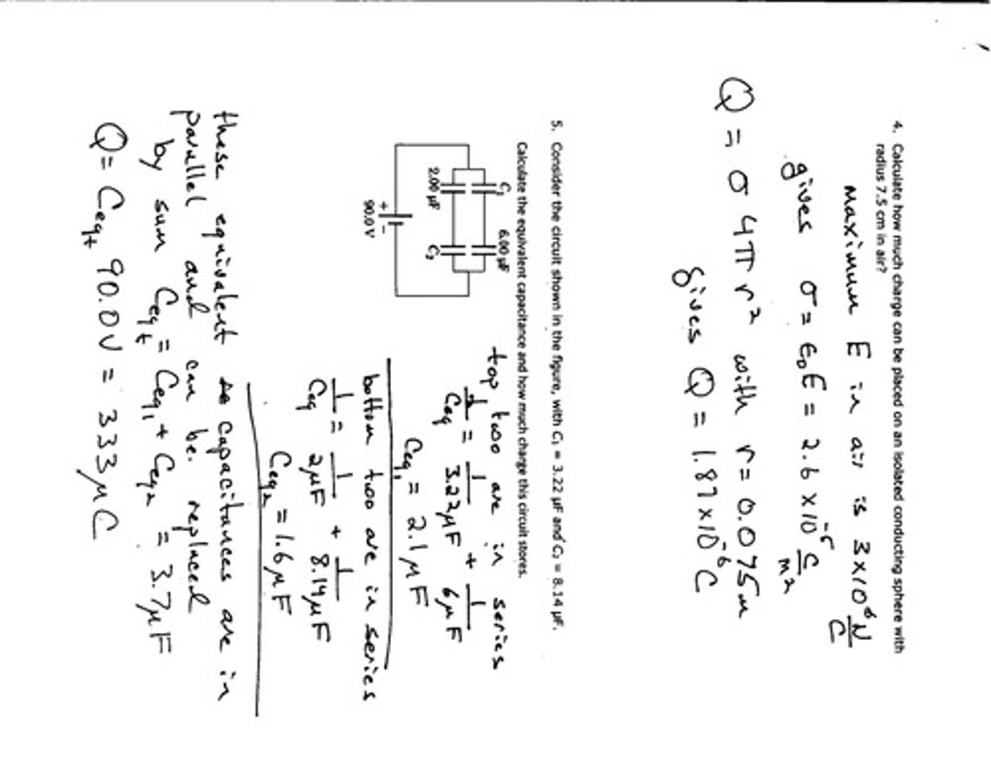 <p>Total capacitance in a circuit configuration.</p>