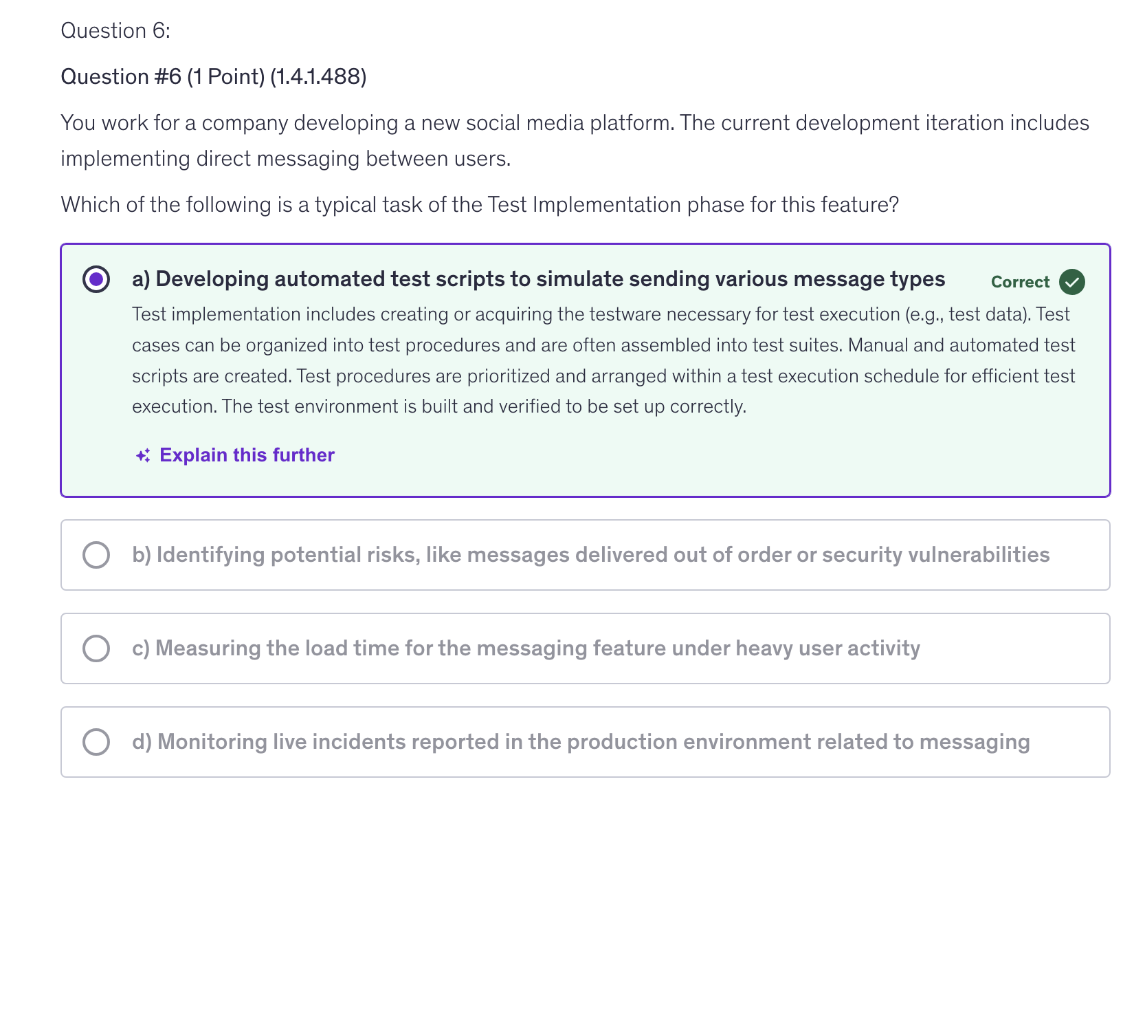 <p>a) Developing automated test scripts to simulate sending various message types</p>