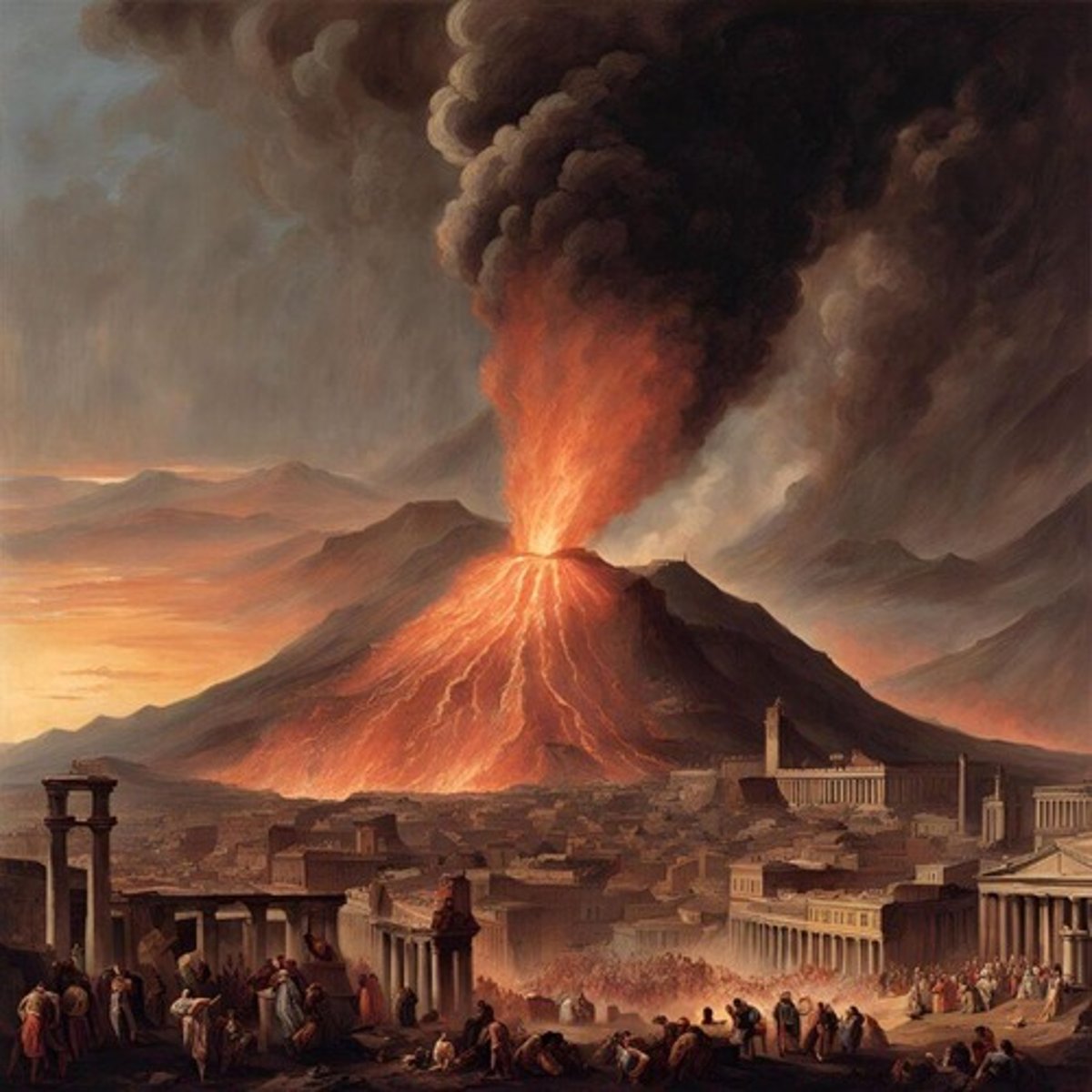 <p>A massive eruption that buried the cities of Pompeii and Herculaneum.</p>