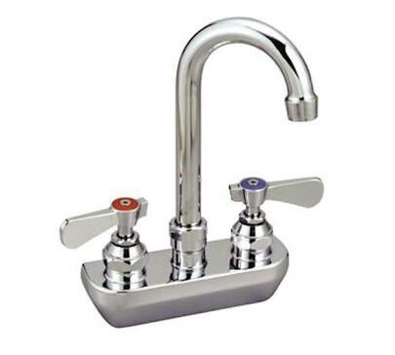 <p>a faucet having a single outlet for water from separately controlled hot-water and cold-water taps</p>