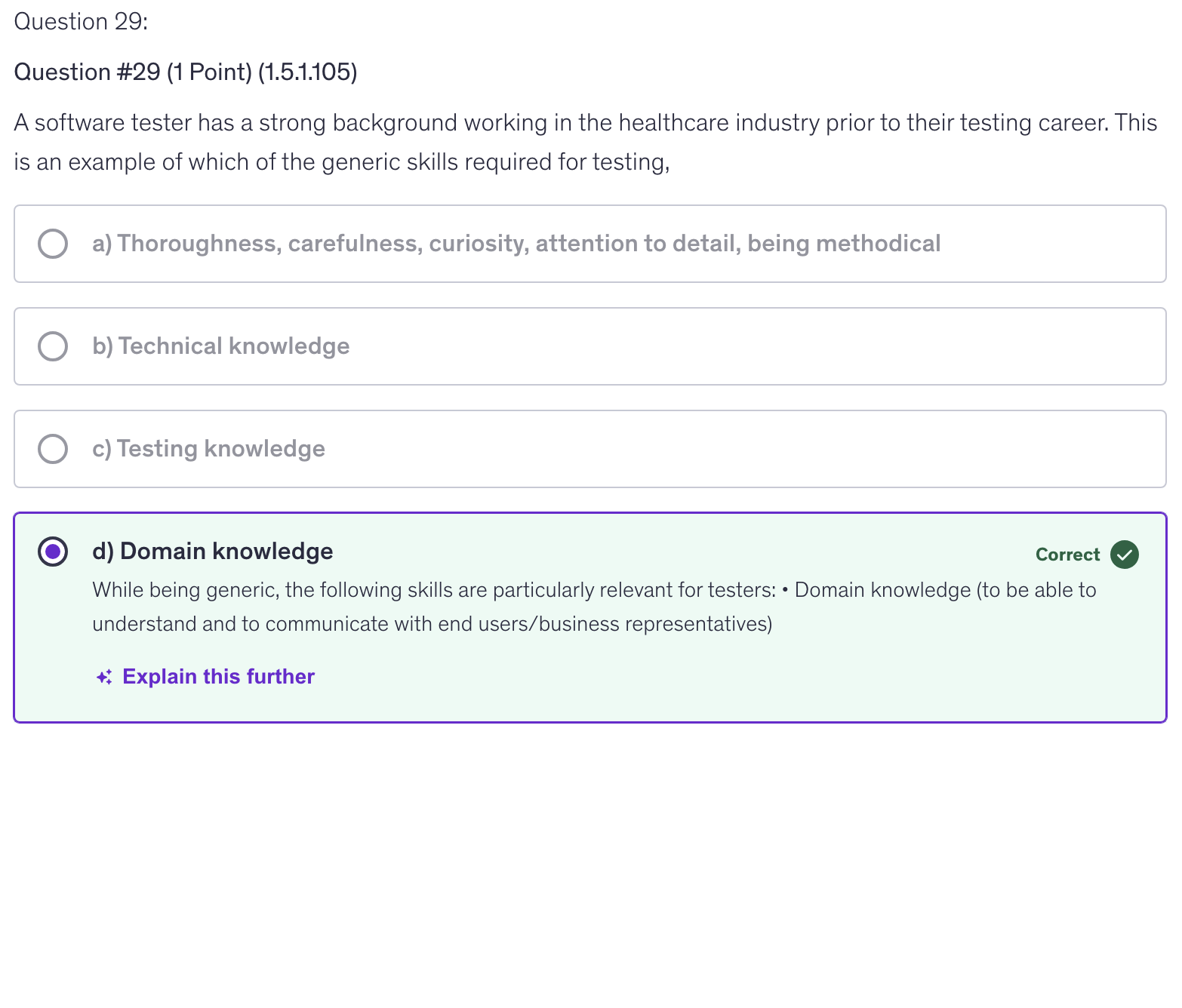 <p>d) Domain knowledge</p>