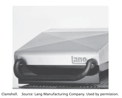 <p>Hinged or removable top with its own heat source that has been added to a gas or electric grill; permits cooking both sides of the food at one time.</p>