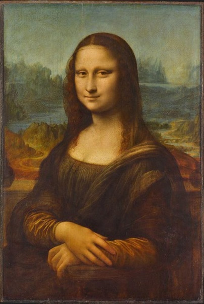 <p>A famous portrait painted by Leonardo Da Vinci, known for its subject's enigmatic expression.</p>