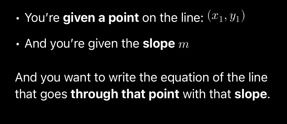 <p>Point slope form</p>