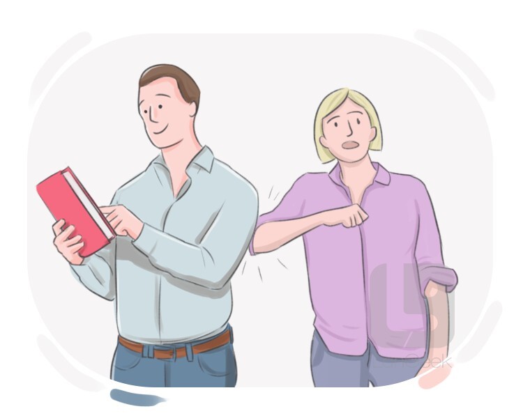 <p>empujón suave para animar a alguien a hacer algo</p>