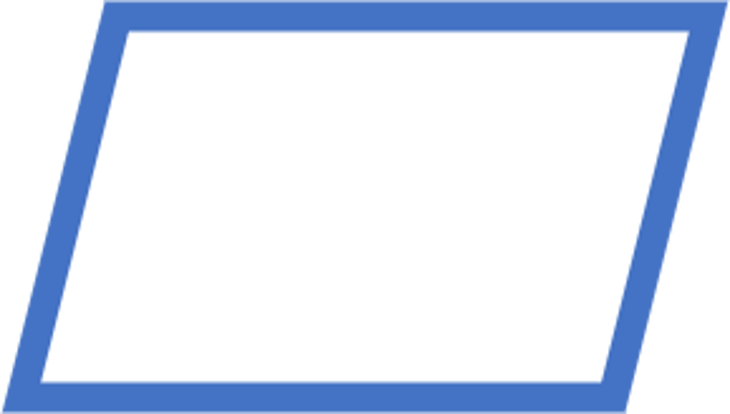 <p>This shape is used to show data entering or leaving the algorithm (I_______/O_______)</p>