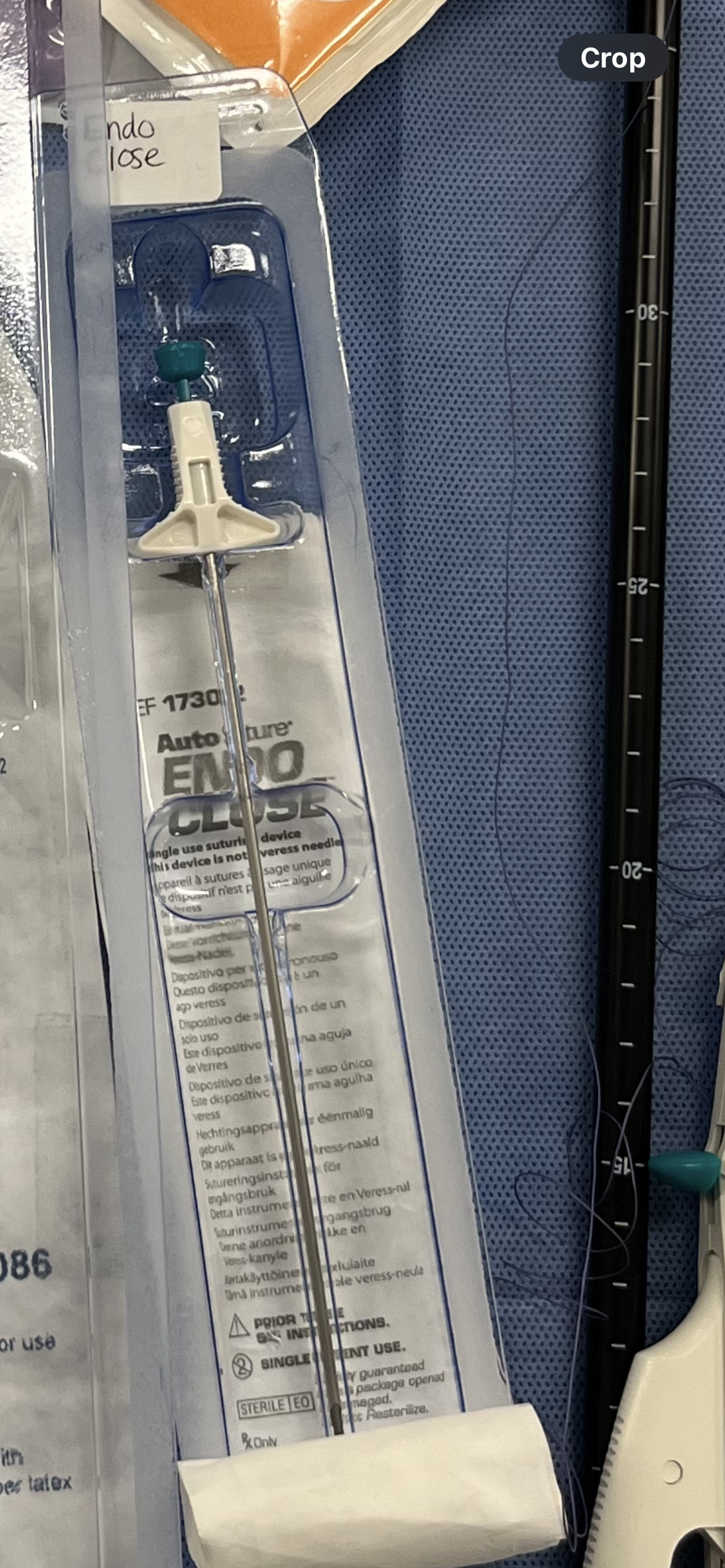 <p>Trocar site closure device. Stylet/end retracts as the needle is pushed through the abdominal wall. Automatically advances once the peritoneum has been penetrated. used with 2-0 or 0 vicryl suture ties. </p>