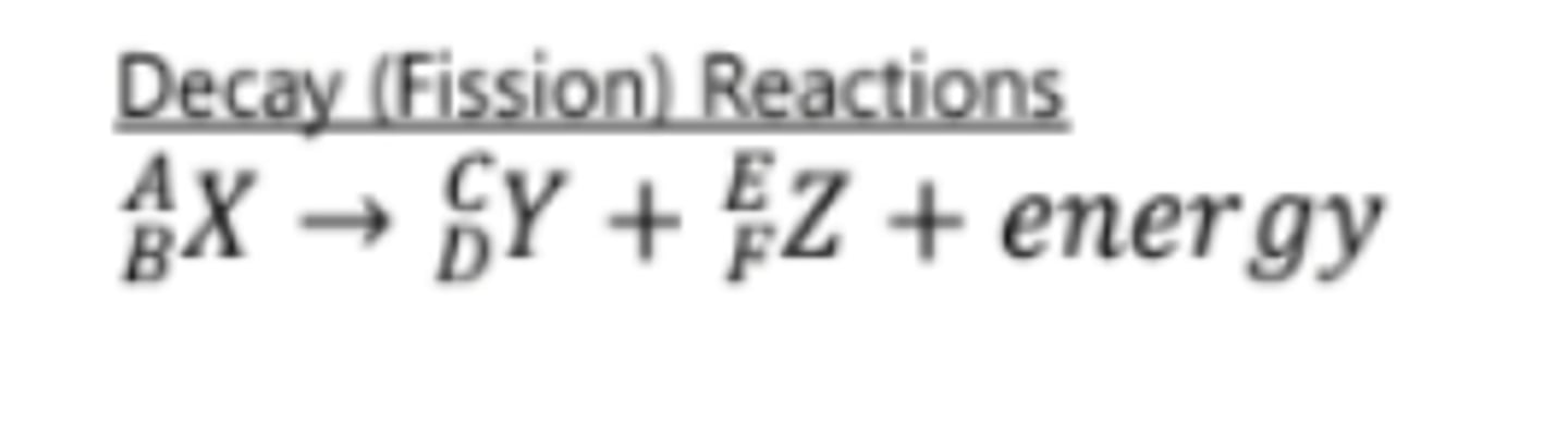 <p>bombarding nucleus with small high energy particle to break nucleus into two isotopes</p>