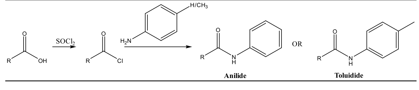 <p>form anilides and toluidides: amides from carboxylic acids turned into aromatic acid chlorides</p><p></p>
