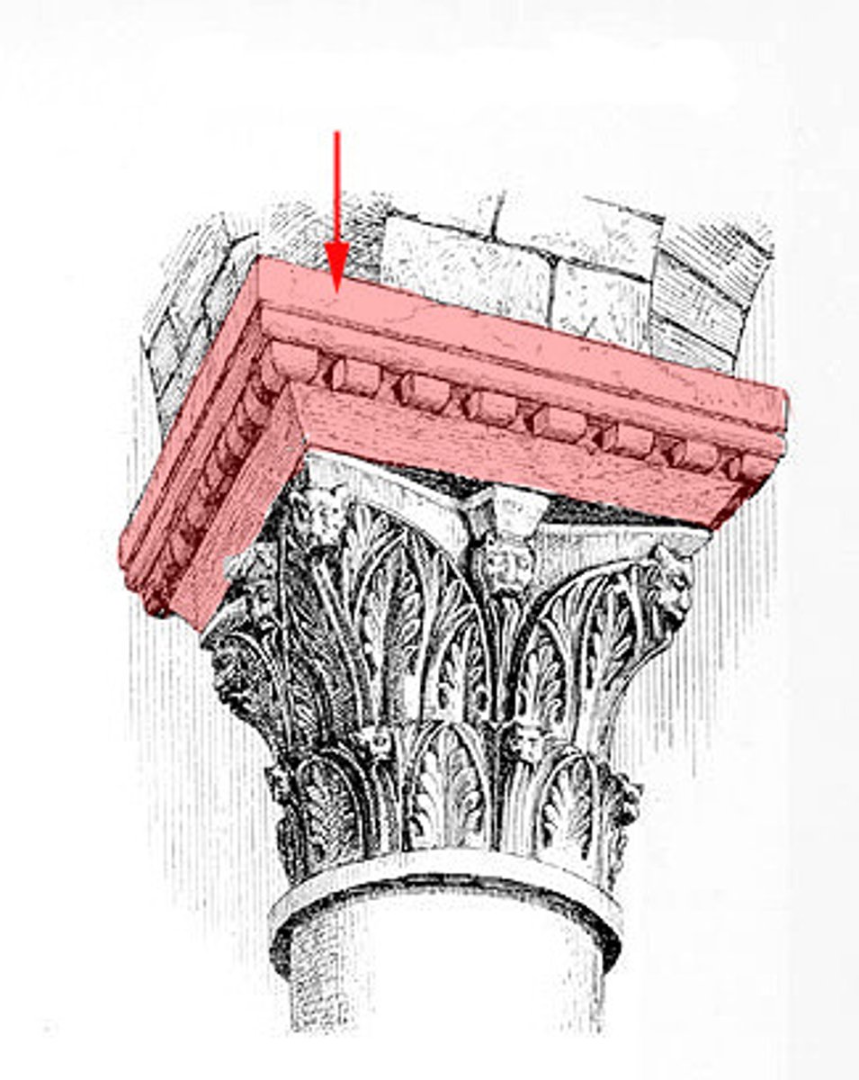 <p>A projecting block atop a column or embedded in a wall, serving as the base for the springer or lowest voussoir of an arch.</p>