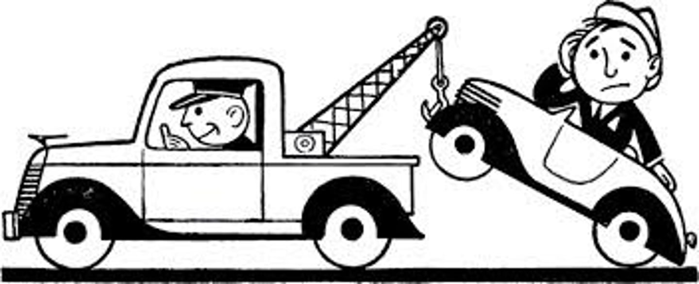 <p>to pull a car or boat behind another vehicle, using a rope or chain (차를) 견인하다</p>