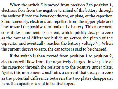 <p>A capacitor in an AC circuit resists changes in voltage. It consists of a pair of conductors separated by a thin layer of a dielectric substance—that is, by an electrical insulator that contains essentially no mobile, current-carrying, charged species. A useful property of a capacitor is its ability to store an electrical charge for a period of time and then to give up the stored charge when needed. Picture explains how it works. </p>