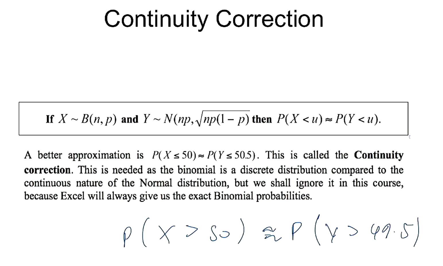 <p><span>binomial vs normal - binomial is a discrete dist, normal is continuous</span></p>