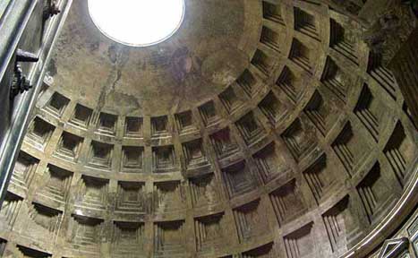 a series of sunken panels in the shape of a square, rectangle, or octagon in a vault
