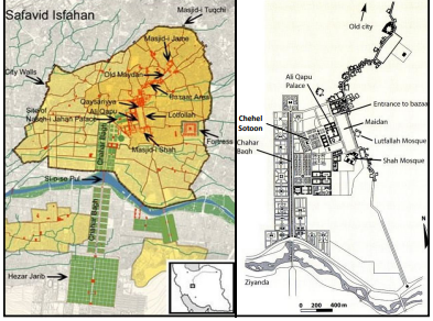 <ul><li><p><span>Organic city</span></p><ul><li><p><span>Unplanned twisting streets</span></p></li></ul></li></ul><ul><li><p><span>Retrofit (kind of)</span></p><ul><li><p><span>Existing city expanded into new one</span></p></li></ul></li></ul><ul><li><p><span>Reinforce power and control</span></p></li></ul><ul><li><p><span>New principle entrance to the city is a series of gardens</span></p><ul><li><p><span>connect king to god and pleases the people&nbsp;</span></p></li></ul></li><li><p><span>New components are planned and geometric</span></p></li></ul><ul><li><p><span>Principle open space: Maidan</span></p></li><li><p><span>Chahar Bagn avenue</span></p><ul><li><p><span>Form of khiyaban</span></p></li><li><p><span>Creates a micro climate</span></p></li><li><p><span>Line with additional gardens (private and semi-public)</span></p></li></ul></li></ul>