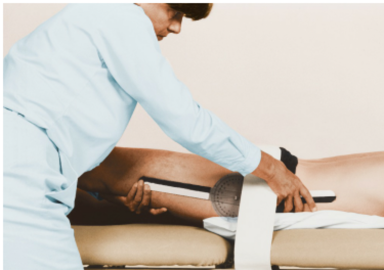 <p>Hip flexion brings the knee upward toward the chest, decreasing the angle at the hip joint.</p><p>Hip extension moves the thigh backward away from the torso, increasing the angle at the hip joint.</p><ul><li><p><strong>Position</strong>: Thigh moves forward from a neutral position.</p></li><li><p><strong>Axis</strong>: <span style="color: rgb(0, 0, 0)"><mark data-color="#e6ffff" style="background-color: #e6ffff; color: inherit">Greater trochanter of the femur</mark></span></p></li><li><p><strong>Moving Arm</strong>: <mark data-color="#edffda" style="background-color: #edffda; color: inherit">Lateral epicondyle of the femur</mark>.</p></li><li><p><strong>Stationary Arm</strong>: <span style="color: rgb(0, 0, 0)"><mark data-color="#fffce3" style="background-color: #fffce3; color: inherit">Parallel to the midaxillary of the trunk</mark></span></p></li></ul><p></p><p></p>