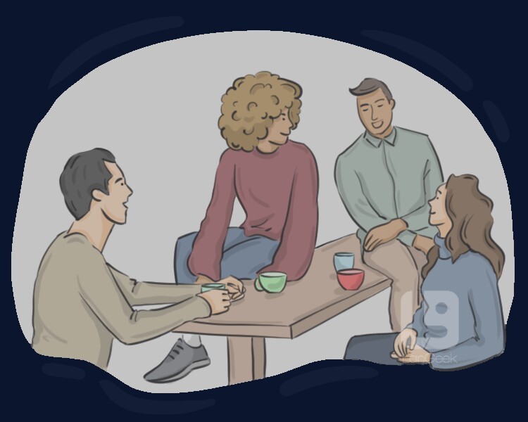 <p>(of a group of people) having a strong friendly relationship with shared interests</p><p><br></p>