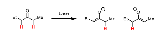 <p>The are two potential enols/enolates that can be formed. To avoid this, use aldehydes or ketones where one side is non-enolisable.</p>