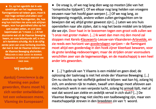 <ul>
<li>1872-1945</li>
<li>Weg van Conscience, dat was voor opstandig puberaal Vlaanderen. Nu tijd om volwassen te worden</li>
<li>Vlamingen zijn om Europeeërs te worden</li>
<li>1896: Kritiek der Vlaamse Beweging</li>
<li>1900: Vlaamse en Europese Beweging</li>
<li>Passivist</li>
</ul>